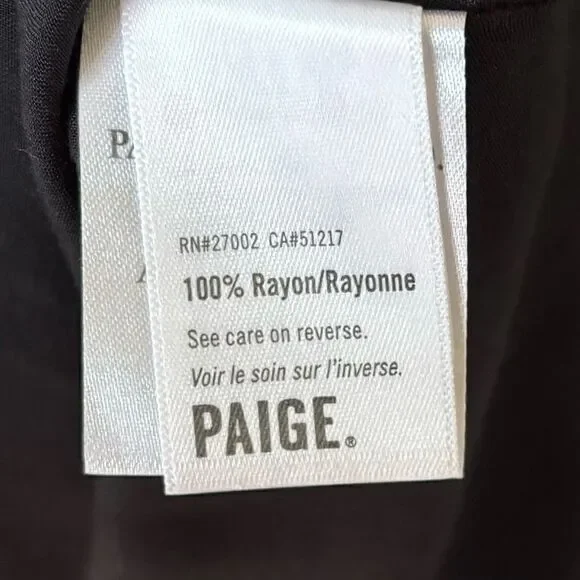 Paige Kaylynn Mini Black Multi Dress Striped Pleated V-Neck Blouse Size S - Picture 12 of 12